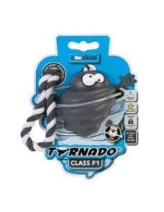 Jouet pour chien Coockoo Tornado gris de Ebi avec corde. Possibilité d'insérer des friandises.