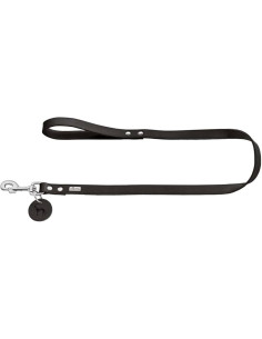 Laisse en cuir noir "Fuhrleine" taille M.