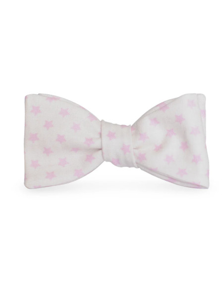 Noeud papillon de la marque Cat in Berlin blanc avec des étoiles violettes.