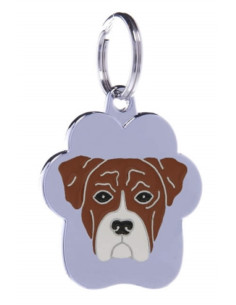 Médaille boxer blanc et marron de Petitamis