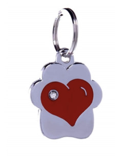 Médaille chien coeur rouge