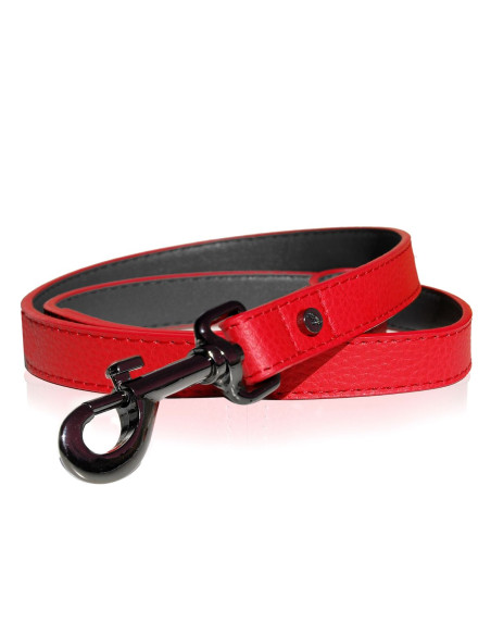 Laisse pour chien "Dandy" rouge en cuir de Milk & Pepper.